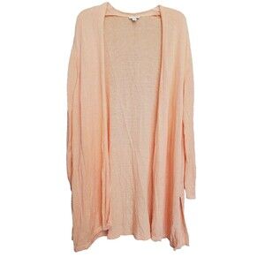 J Jill Orange Linen Blend Lightweight Open Front Longline Cardigan Size 4X Beach